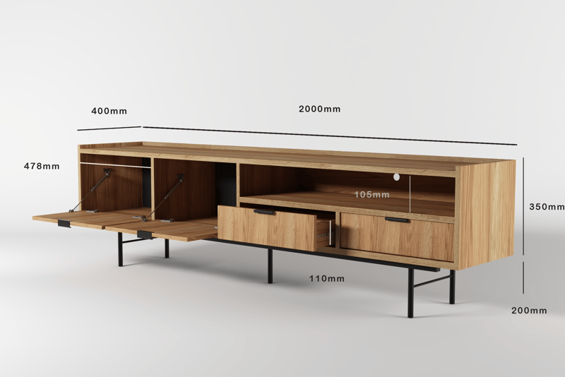 Dravo Tv-Bänk 200 cm - Naturlig hickory - Möbler - Tv möbel & mediamöbel - TV bänk & mediabänk