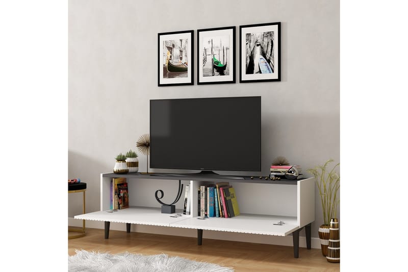 Draw Tv-bänk 154x37 cm Vit/Svart - Hanah Home - TV bänk & mediabänk