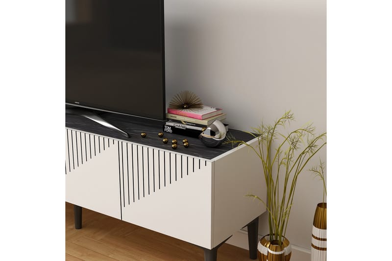 Draw Tv-bänk 154x37 cm Vit/Svart - Hanah Home - TV bänk & mediabänk