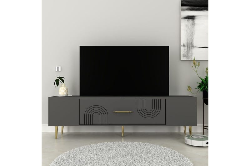 Drova Tv-bänk 150 cm - Antracit/Guld - Möbler - Tv möbel & mediamöbel - TV bänk & mediabänk