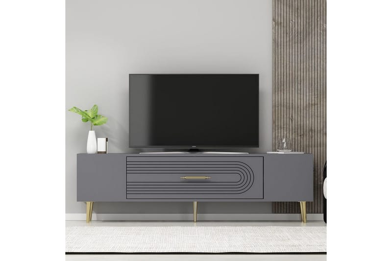 Drova Tv-bänk 150 cm - Antracit/Guld - Möbler - Tv möbel & mediamöbel - TV bänk & mediabänk