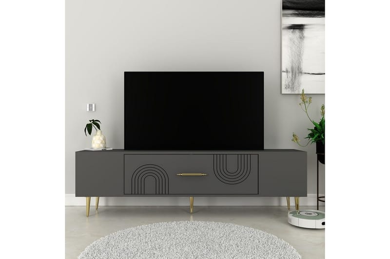 Drova Tv-bänk 150 cm - Antracit/Guld - Möbler - Tv möbel & mediamöbel - TV bänk & mediabänk