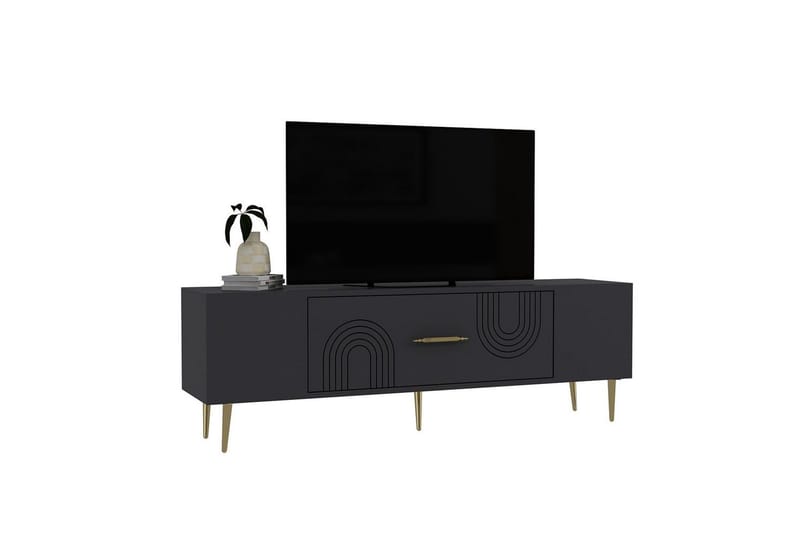 Drova Tv-bänk 150 cm - Antracit/Guld - Möbler - Tv möbel & mediamöbel - TV bänk & mediabänk