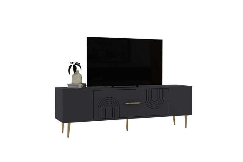 Drova Tv-bänk 150 cm - Antracit/Guld - Möbler - Tv möbel & mediamöbel - TV bänk & mediabänk