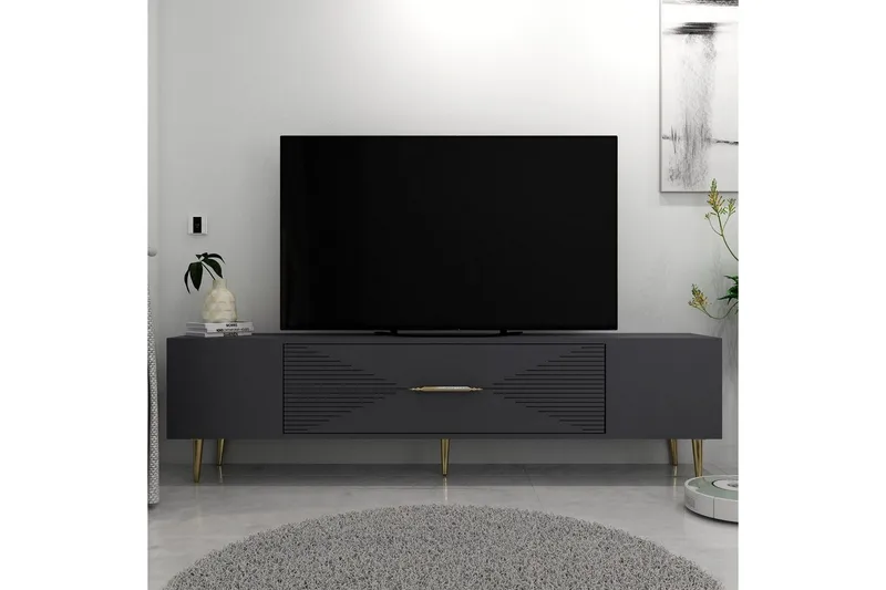 Drova Tv-bänk 150 cm - Antracit/Guld - Möbler - Tv möbel & mediamöbel - TV bänk & mediabänk
