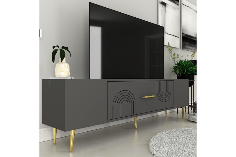 Drova Tv-bänk 150 cm - Antracit/Guld - Möbler - Tv möbel & mediamöbel - TV bänk & mediabänk