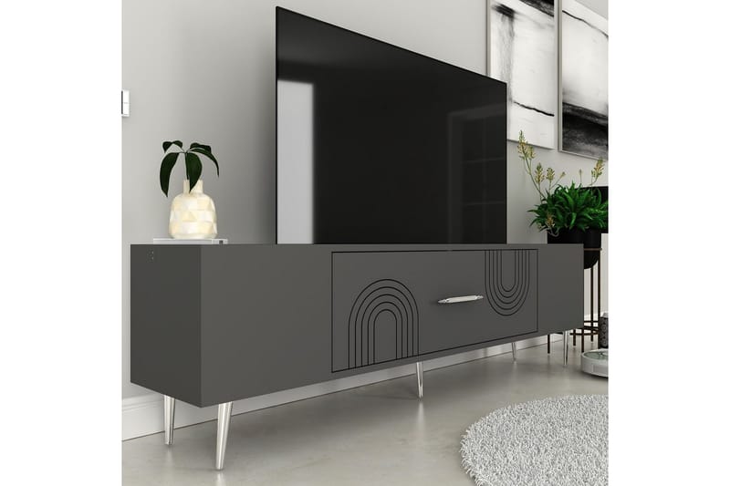 Drova Tv-bänk 150 cm - Antracit/Silver - Möbler - Tv möbel & mediamöbel - TV bänk & mediabänk