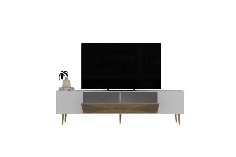 Drova Tv-bänk 150 cm - Ek/Vit/Guld - Möbler - Tv möbel & mediamöbel - TV bänk & mediabänk