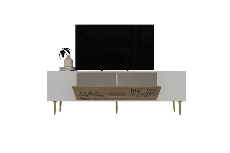 Drova Tv-bänk 150 cm - Ek/Vit/Guld - Möbler - Tv möbel & mediamöbel - TV bänk & mediabänk