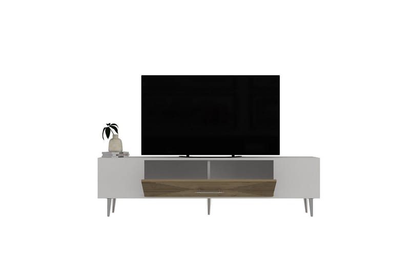 Drova Tv-bänk 150 cm - Ek/Vit/Silver - Möbler - Tv möbel & mediamöbel - TV bänk & mediabänk
