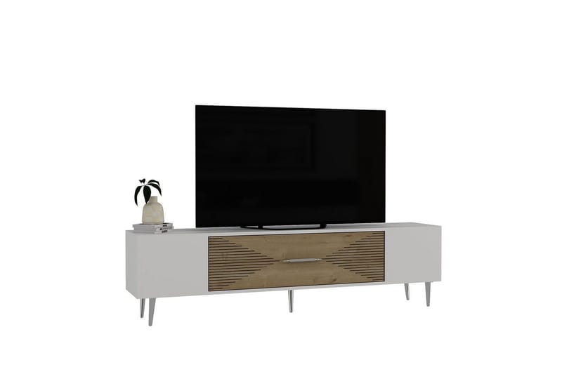 Drova Tv-bänk 150 cm - Ek/Vit/Silver - Möbler - Tv möbel & mediamöbel - TV bänk & mediabänk