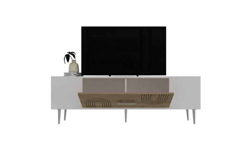 Drova Tv-bänk 150 cm - Ek/Vit/Silver - Möbler - Tv möbel & mediamöbel - TV bänk & mediabänk
