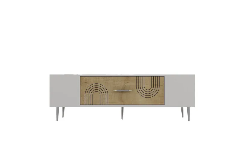 Drova Tv-bänk 150 cm - Ek/Vit/Silver - Möbler - Tv möbel & mediamöbel - TV bänk & mediabänk