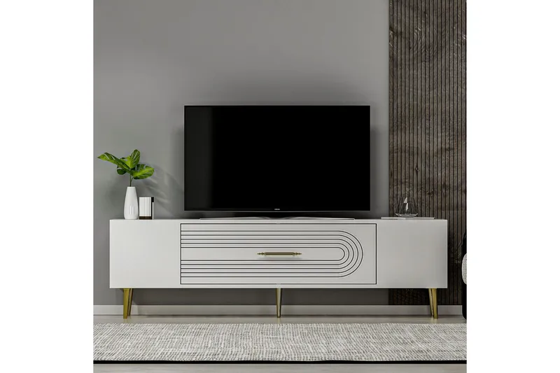 Drova Tv-bänk 150 cm - Vit/Guld - Möbler - Tv möbel & mediamöbel - TV bänk & mediabänk