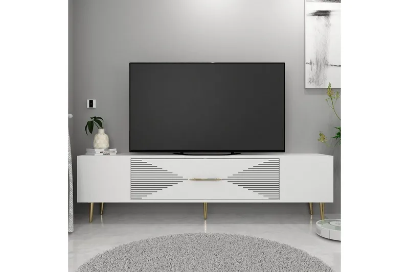 Drova Tv-bänk 150 cm - Vit/Guld - Möbler - Tv möbel & mediamöbel - TV bänk & mediabänk