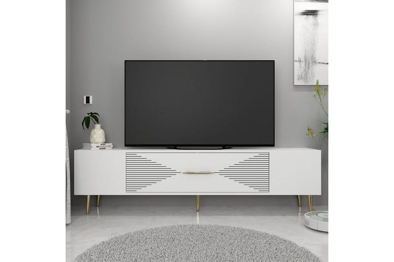 Drova Tv-bänk 150 cm - Vit/Guld - Möbler - Tv möbel & mediamöbel - TV bänk & mediabänk