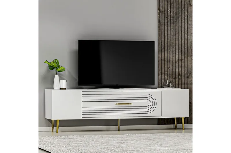 Drova Tv-bänk 150 cm - Vit/Guld - Möbler - Tv möbel & mediamöbel - TV bänk & mediabänk
