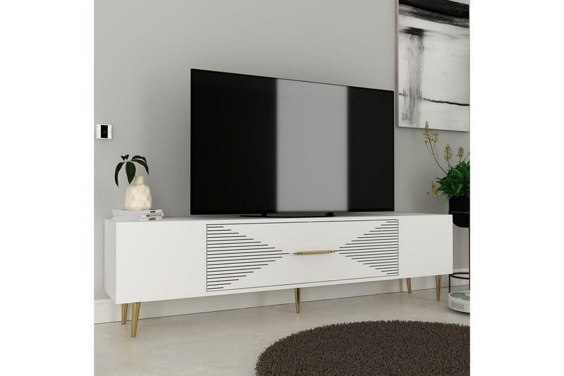 Drova Tv-bänk 150 cm - Vit/Guld - Möbler - Tv möbel & mediamöbel - TV bänk & mediabänk