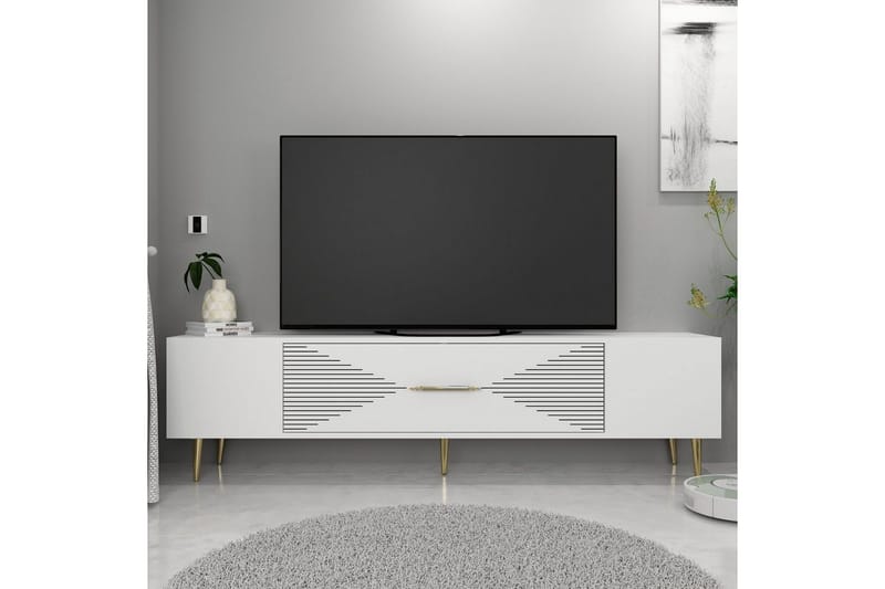 Drova Tv-bänk 150 cm - Vit/Guld - Möbler - Tv möbel & mediamöbel - TV bänk & mediabänk