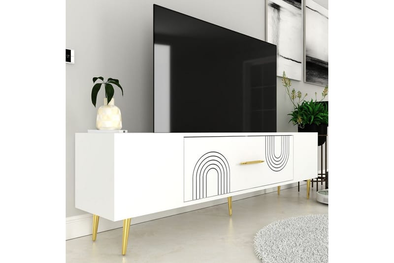 Drova Tv-bänk 150 cm - Vit/Guld - Möbler - Tv möbel & mediamöbel - TV bänk & mediabänk