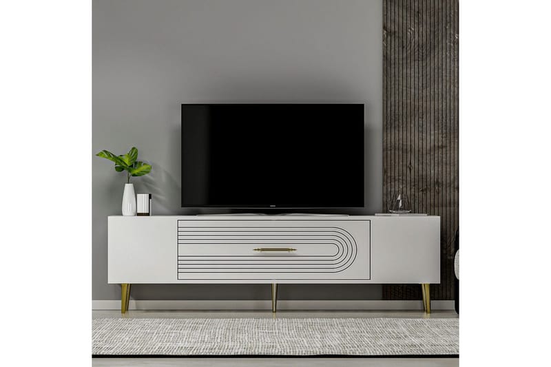Drova Tv-bänk 150 cm - Vit/Guld - Möbler - Tv möbel & mediamöbel - TV bänk & mediabänk