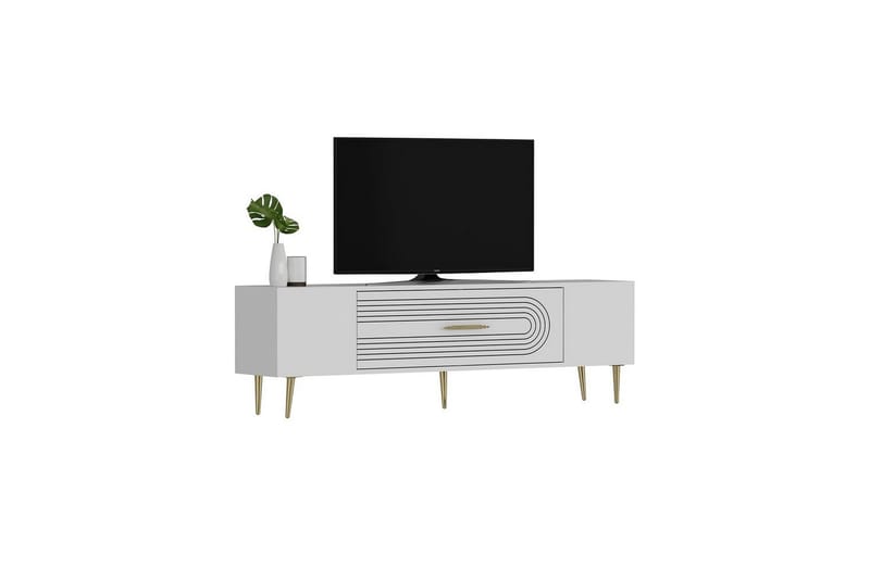 Drova Tv-bänk 150 cm - Vit/Guld - Möbler - Tv möbel & mediamöbel - TV bänk & mediabänk