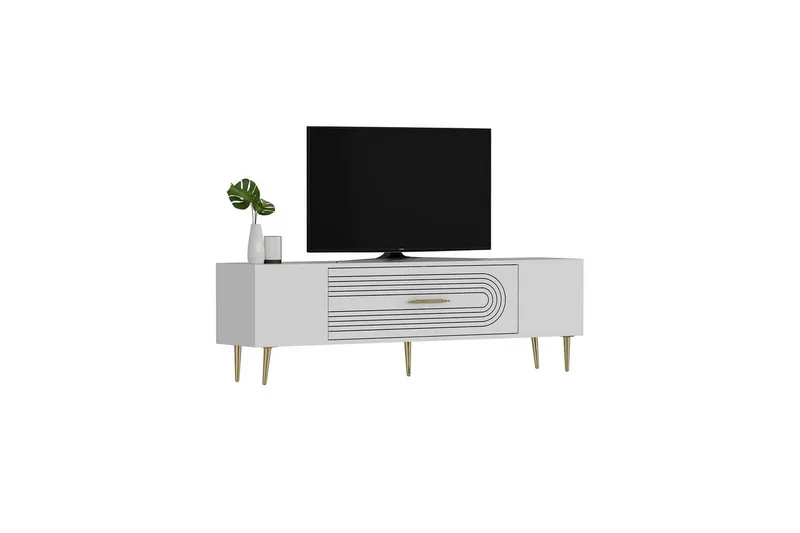 Drova Tv-bänk 150 cm - Vit/Guld - Möbler - Tv möbel & mediamöbel - TV bänk & mediabänk