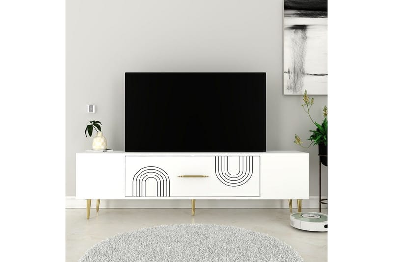 Drova Tv-bänk 150 cm - Vit/Guld - Möbler - Tv möbel & mediamöbel - TV bänk & mediabänk