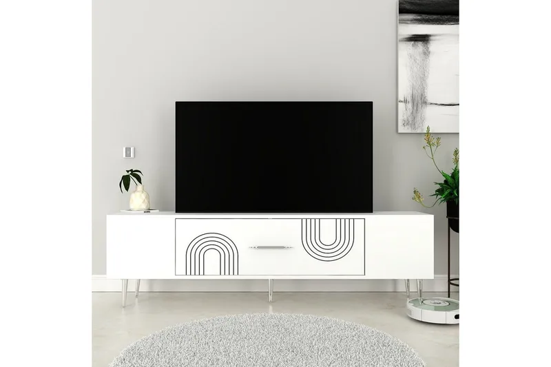 Drova Tv-bänk 150 cm - Vit/Silver - Möbler - Tv möbel & mediamöbel - TV bänk & mediabänk