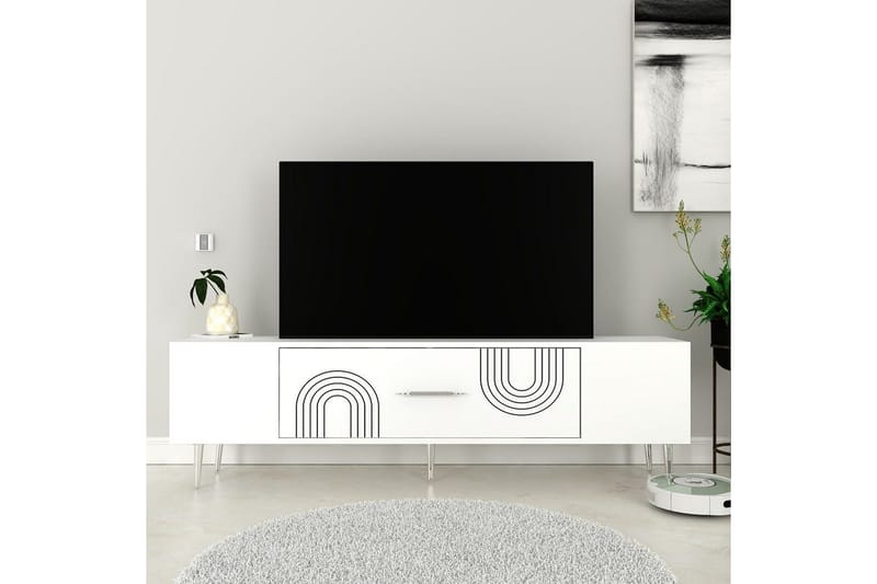 Drova Tv-bänk 150 cm - Vit/Silver - Möbler - Tv möbel & mediamöbel - TV bänk & mediabänk
