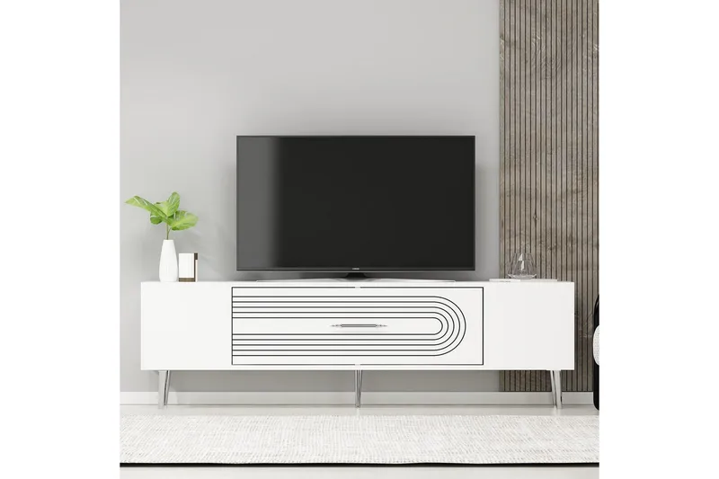 Drova Tv-bänk 150 cm - Vit/Silver - Möbler - Tv möbel & mediamöbel - TV bänk & mediabänk