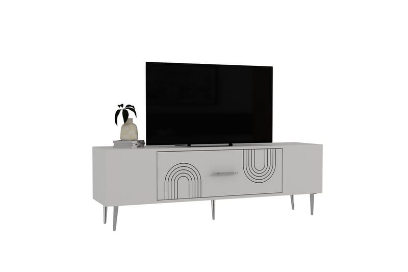 Drova Tv-bänk 150 cm - Vit/Silver - Möbler - Tv möbel & mediamöbel - TV bänk & mediabänk