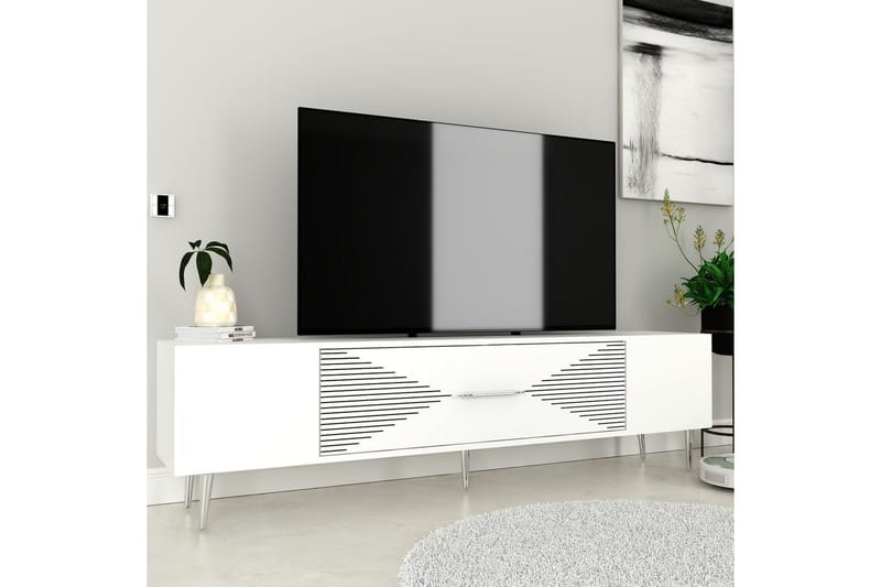 Drova Tv-bänk 150 cm - Vit/Silver - Möbler - Tv möbel & mediamöbel - TV bänk & mediabänk