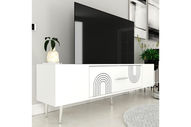 Drova Tv-bänk 150 cm - Vit/Silver - Möbler - Tv möbel & mediamöbel - TV bänk & mediabänk