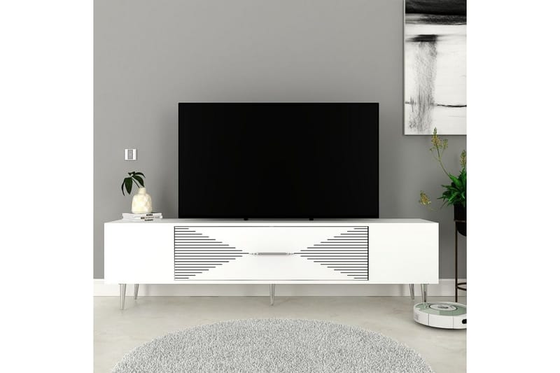 Drova Tv-bänk 150 cm - Vit/Silver - Möbler - Tv möbel & mediamöbel - TV bänk & mediabänk