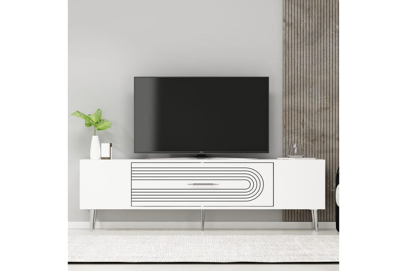 Drova Tv-bänk 150 cm - Vit/Silver - Möbler - Tv möbel & mediamöbel - TV bänk & mediabänk