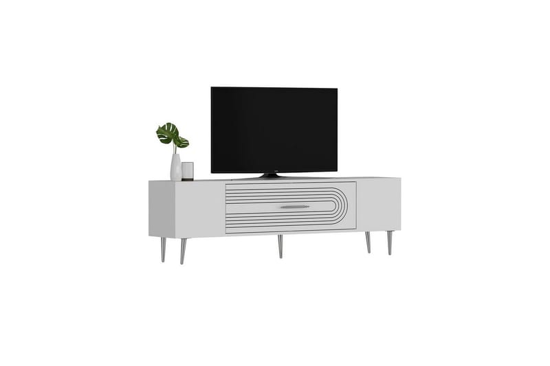 Drova Tv-bänk 150 cm - Vit/Silver - Möbler - Tv möbel & mediamöbel - TV bänk & mediabänk