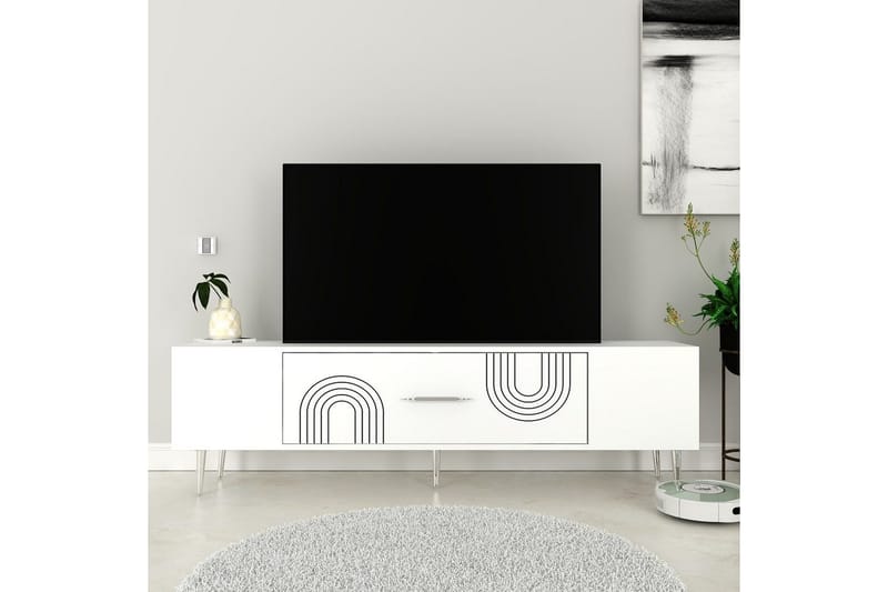 Drova Tv-bänk 150 cm - Vit/Silver - Möbler - Tv möbel & mediamöbel - TV bänk & mediabänk