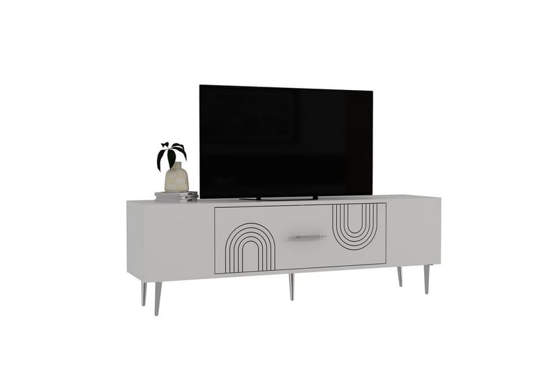 Drova Tv-bänk 150 cm - Vit/Silver - Möbler - Tv möbel & mediamöbel - TV bänk & mediabänk