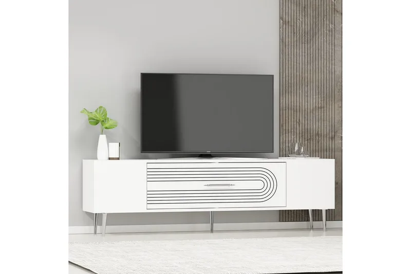 Drova Tv-bänk 150 cm - Vit/Silver - Möbler - Tv möbel & mediamöbel - TV bänk & mediabänk