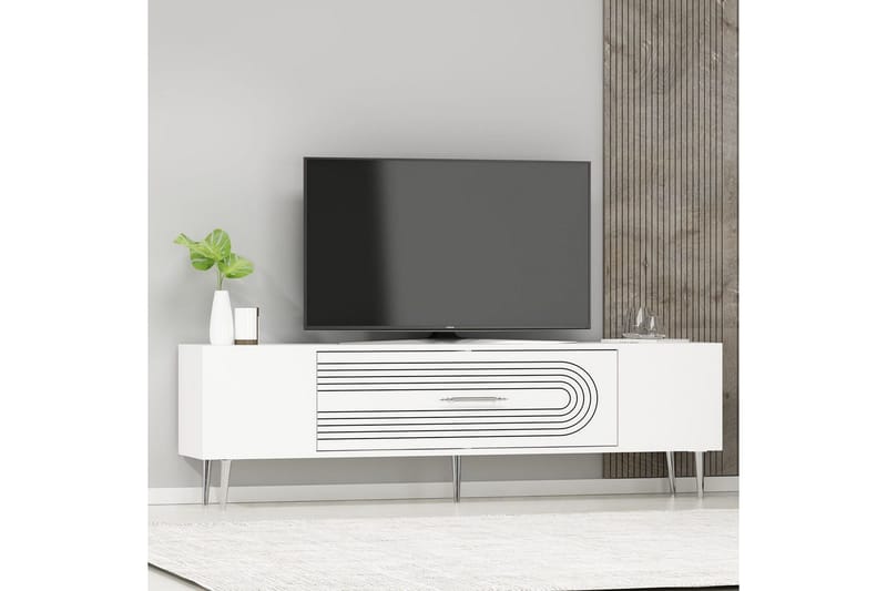 Drova Tv-bänk 150 cm - Vit/Silver - Möbler - Tv möbel & mediamöbel - TV bänk & mediabänk