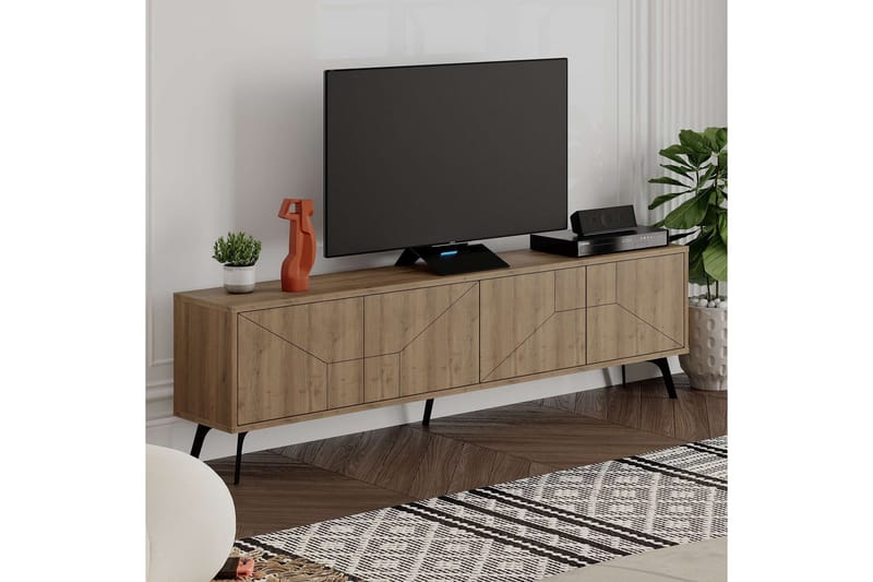 Dune Golvstående TV Bänk 180 cm med Förvaring i Mörkt Trä - Brun - Möbler - Tv möbel & mediamöbel - TV bänk & mediabänk