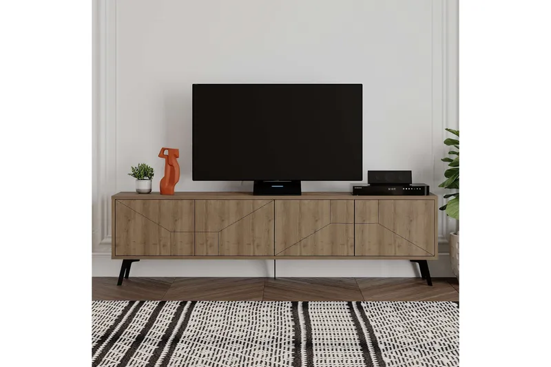 Dune Golvstående TV Bänk 180 cm med Förvaring i Mörkt Trä - Brun - Möbler - Tv möbel & mediamöbel - TV bänk & mediabänk