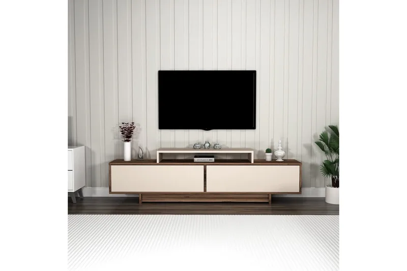Durros Tv-bänk 180 cm - Valnöt/Beige - Möbler - Tv möbel & mediamöbel - TV bänk & mediabänk
