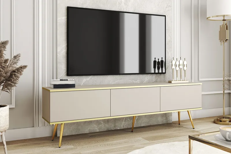 Edson Tv-bänk 175 cm - Beige/Guld - Möbler - Tv möbel & mediamöbel - TV bänk & mediabänk