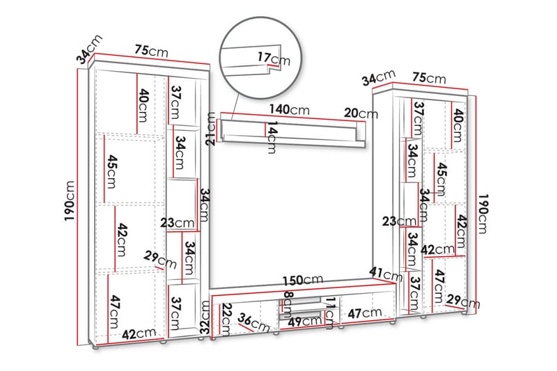 Eirwen Tv-möbelset - Vit - Möbler - Tv möbel & mediamöbel - TV-möbelset