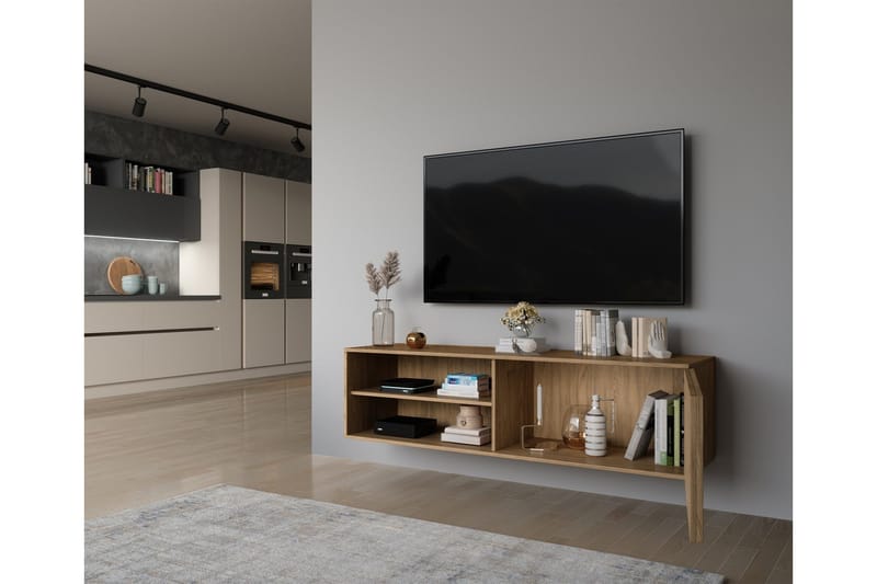 Entsian Vägghängd TV-bänk 40 cm med Förvaring i Ek - Brun - Möbler - Tv möbel & mediamöbel - TV bänk & mediabänk