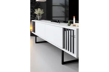 Erdem Golvstående TV Bänk 180 cm med Förvaring i Målat Trä - Vit - Möbler - Tv möbel & mediamöbel - TV bänk & mediabänk