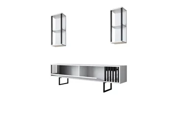 Erdem Golvstående TV Bänk 180 cm med Förvaring i Målat Trä - Vit - Möbler - Tv möbel & mediamöbel - TV bänk & mediabänk