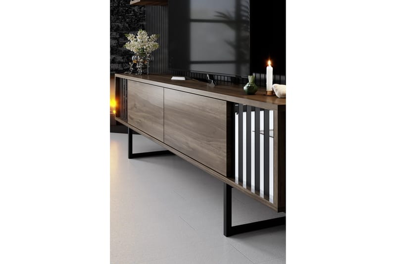 Erdem Tv-bänk 180 cm - Valnöt/Svart - Möbler - Tv möbel & mediamöbel - TV bänk & mediabänk